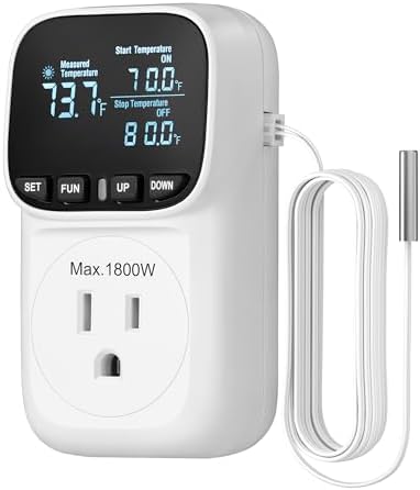 DEWENWILS Temperature Controller Outlet, 15A Thermostat Outlet, -40~210°F by DEWENWILS