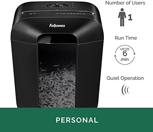 Fellowes Powershred LX45 Quiet Operation 8-Sheet Cross-Cut Paper Shredder, 4400201, Black - Image 2