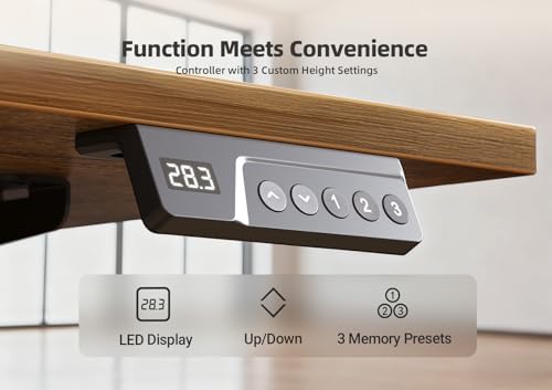 YDN 35 x 20 Inch Rustic Brown Electric Standing Desk - Image 7