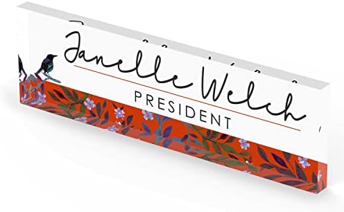 ARTBLOX Personalized Acrylic Desk Name Plate, Bird Design, Wood Stand - Image 5