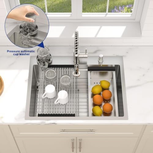 Dcolora 28" Drop In Stainless Steel Kitchen Sink Workstation with Faucet - Image 6