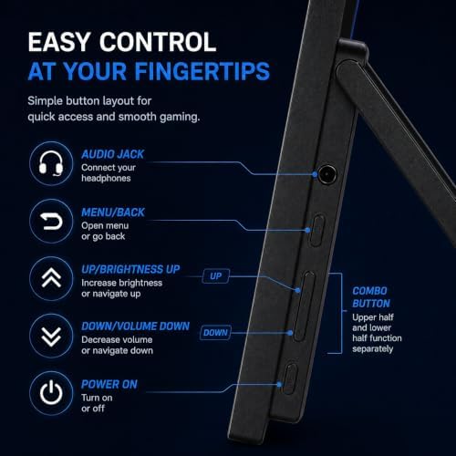 18.5 Inch Large Portable Monitor for Laptop, 120Hz 1080P FHD IPS Portable Travel Second Screen Display for/Phone/Xbox PS4/5, 125% sRGB, Dual Speakers, VESA & Storage Bag (18.5 inch'') - Image 3