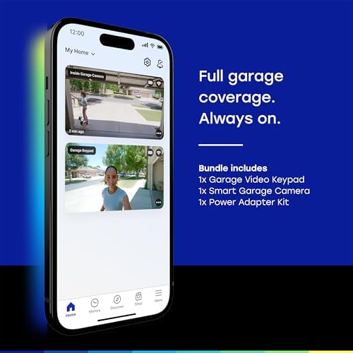 myQ Smart Garage Starter Kit: Garage Door Video Keypad + Wired Power Adapter Kit + Wi-Fi Plug-in 2K Camera, Custom PIN Codes, Wide-Angle Lens, Night Vision, 2-Way Audio, Motion Alerts and App Control - Image 2
