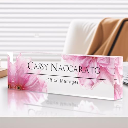 Personalized Acrylic Office Desk Name Plate with Name and Title Printing by nyareka