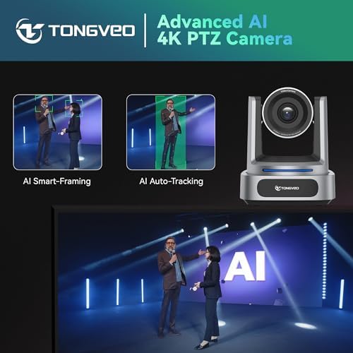 TONGVEO AI 4K PTZ Camera with Auto Tracking, 10X Optical Zoom Video Conferencing Camera, HDMI & USB 3.0 Plug and Play Webcam for Zoom, Teams, Church Worship, Live Streaming, Education - Image 5