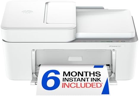 HP DeskJet 4327 Wireless All-in-One Color Inkjet Printer, Scanner, Copier, 6 Month Trial of Instant Ink Included, AI-Capable (B3ZF6A) by Unknown