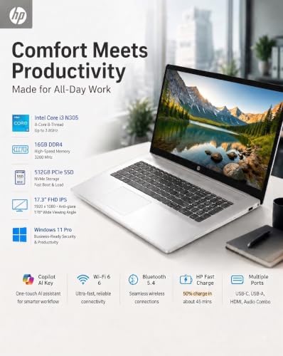 HP 17 Inch FHD Laptop Computer for Business & Students 16GB RAM 512GB SSD - Image 4
