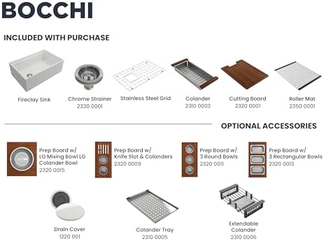 BOCCHI Contempo Workstation Apron Front Step Rim Fireclay 30 in. Single Bowl Kitchen Sink with Accessories in White - Image 5