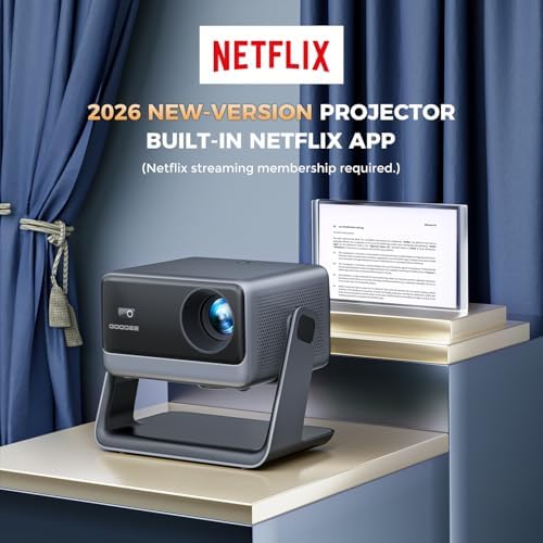 GooDee Video Projector With Wifi And Bluetooth, Smart Portable Projector Movie System Compatible with Netflix/Dolby Audio/Auto Focus & Keystone, 4k Video Decode & 1080p Native For Home Theater/Outdoor - Image 2