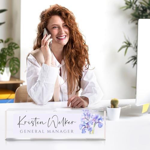 Custom Office Name Plate for Desk - Desk Name Plate Personalized Gifts for Coworkers, Boss, Employees, Teacher, Nurse - Office Desk Decor for Women Men - Employee Appreciation Gifts (Narcissus) - Image 3