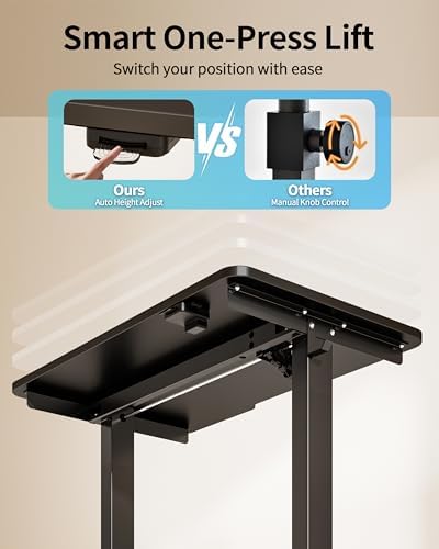Okin Electric Standing Desk 31.5x19.7 Inches Small Computer Desk-Whole Piece Stand up Desk with Wheels Gaming Rolling Home Office Desks, Black - Image 3