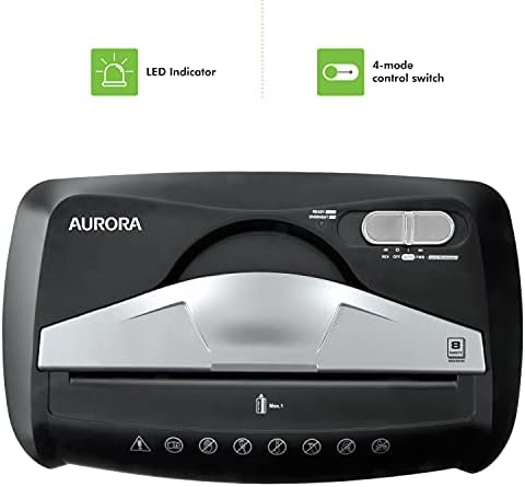 Aurora High Security Paper and Credit Card Shredder with 3.7-Gallon Wastebasket, 8-Sheet Cross-Cut with Basket - Image 5