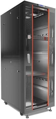 42U Server Rack Cabinet – 19" Network Rack Enclosure, 39" Deep Floor Standing Data Rack with Locking Glass Door, Cooling Fans, PDU & Shelf for Servers, Switches and Patch Panels by SYSRACKS
