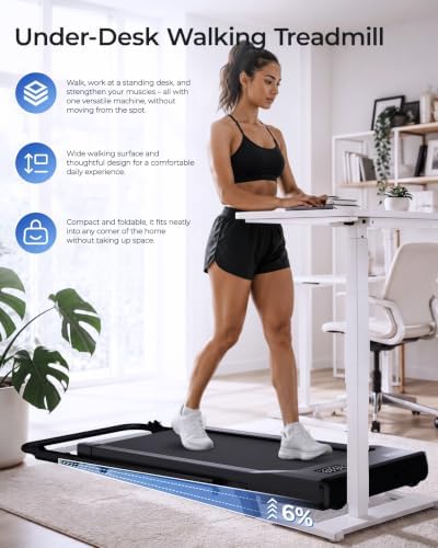 Superun Walking Pad with 6% Incline, 2.5HP Treadmill, 0.6-3.8 MPH, 300 lbs - Image 2