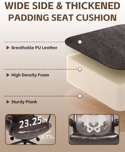 Mid Century Modern Home Office Desk Chair Comfy, Office Chair Big and Tall - Image 4