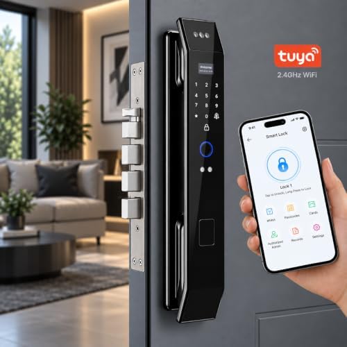 Smart Door Lock with 3D Face Recognition & Camera, Intercom, Video Doorbell, Fingerprint Keyless Entry, Password, IC Card, Key, Alexa Compatible via Tuya App Control, Smart Home Front Door Security - Image 6