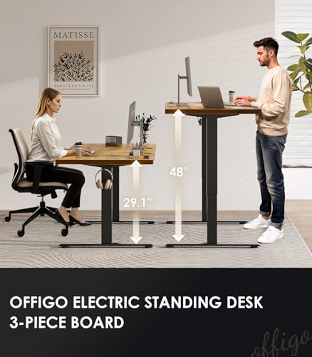 OffiGo 71" Executive Electric Standing Desk Height Adjustable, Rustic Brown - Image 3