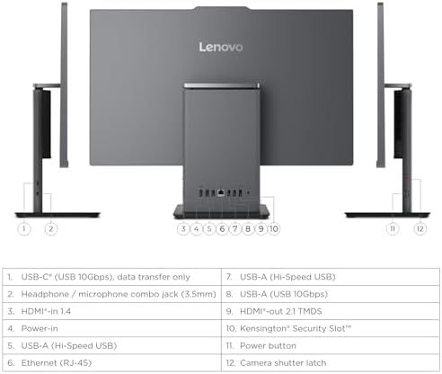 Lenovo ThinkCentre All-in-One Desktop Computer, 24" FHD IPS Display, 8-core Intel Core i5-13420H Processor, 32GB DDR5, 512GB SSD, USB-C, Wi-Fi 6, HDMI in&Out, Wired KB&Mouse, Windows 11 Pro - Image 6