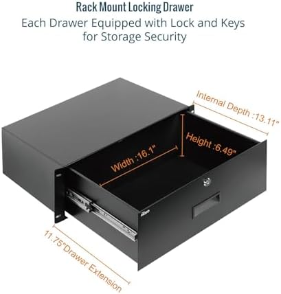 Tecmojo 4U Rack Drawer,Rack Mount Drawer for 19in Network Equipment/Server/AV Rack or Cabinet Enclosure,Sliding and Lockable Server Rack Drawer - Load-Bearing 44lb (20kg),with Cable Management Holes - Image 3