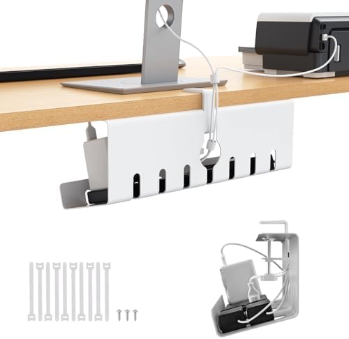 Syeeiex Under Desk Cable Management Tray, Cord Management, White, 17inch by syeeiex