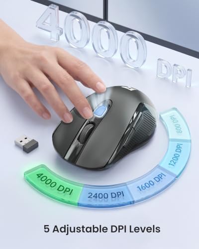 Redragon Wireless Mouse - BT& 2.4GHz Dual Mode - Max 4000 DPI - 6 Buttons - 18 Months Battery - No Wires - Smooth Tracking - Quiet Silent Portable Optical Computer Mouse for Laptop, PC, Windows, Mac - Image 3