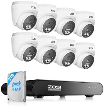 ZOSI C220 8CH 5MP NVR with 8 x 4MP Audio PoE CCTV Camera System, 2TB HDD by ZOSI