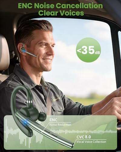 Bluetooth Headset,72H Work Single-Ear Wireless Earpiece for Cell Phone Call - Image 2