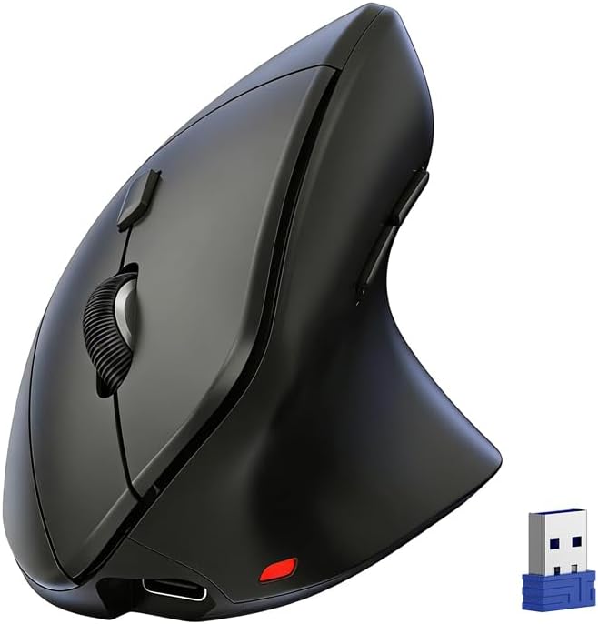 TECKNET Wireless Vertical Mouse, 2.4G+2*BT Rechargeable Bluetooth Mice by Tecknet