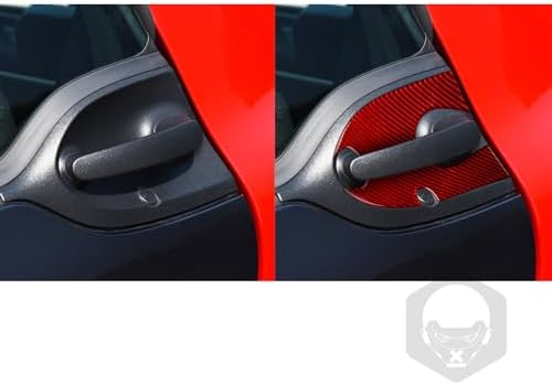 Real Soft Red Carbon Fiber Car Outer Door Bowl Panel Decorative Cover Trim Sticker Auto Exterior Decoration Accessories Compatible with Benz Smart 2016 2017 2018 2019 2020 2021 - Image 4