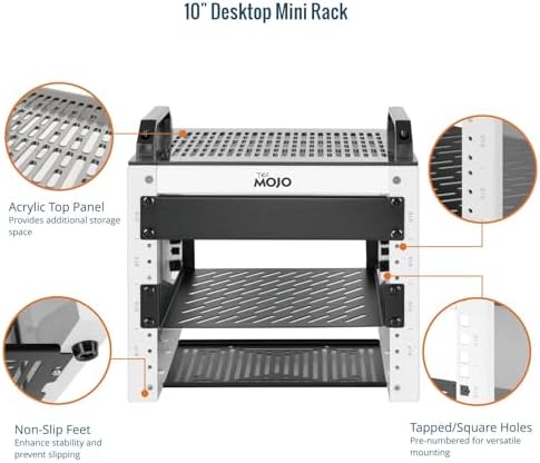 Tecmojo 4U Network Rack, 10 inch Mini Server Rack with 2 Side Translucent Panels & 2 Top Handles, 7.87 inch Deep, for 10 inch IT Equipment & A/V Devices, White - Image 3