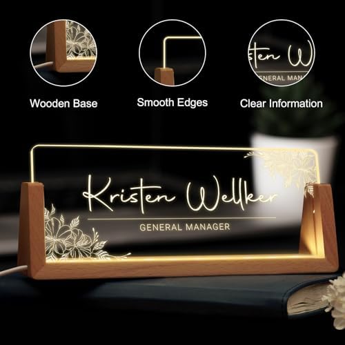 Custom Name Plate for Desk, Personalized Light Up Acrylic Desk Name Plate, Personalized Office Gifts for Boss Coworkers Teacher, Employee Appreciation GIfts, Office Decor for Women Men - Image 4