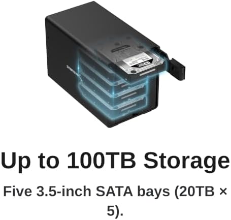 SABRENT 5-Bay USB-C 10Gbps 3.5in Hard Drive Enclosure & DAS Dock (DS-SC5B) - Image 3