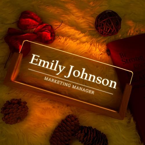 Custom Name Plate for Desk - Acrylic LED Office Name Sign for Women Men - Image 2