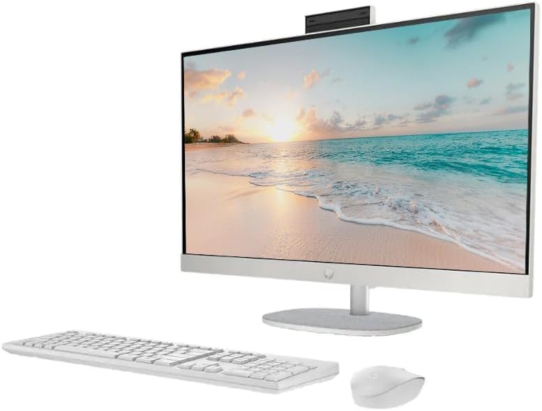 HP 27" FHD Touchscreen All-in-One Desktop Computer, Quad-Cores Ryzen 5 7520U, 16GB RAM 512GB SSD, Windows 11, Wireless Keyboard & Mouse, PLUSERA 8-in-1 Hub Included, White - Image 2