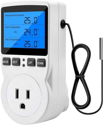 Diymore Digital Thermostat Controller - Plug-in Temperature Controller for RVs, Reptile Terrariums, and Greenhouses (1800W, -40°F to 248°F) by diymore