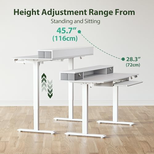 Agilestic 48 Inch Standing Desk with Drawers & Keyboard Tray, White - Image 5