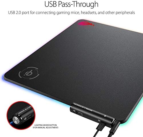 ASUS ROG Balteus Qi Vertical Gaming Mouse Pad with Wireless Qi Charging Zone, Hard Micro-Textured Gaming Surface, USB Pass-Through, Aura Sync RGB Lighting and Non-Slip Base (12.6” X 14.6”) (Renewed) - Image 3