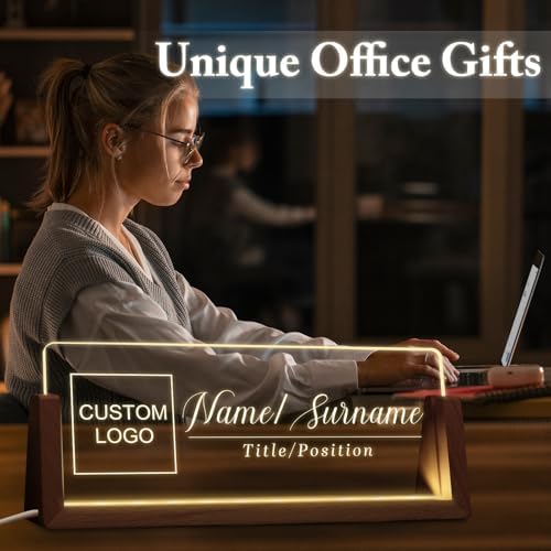Custom Light Up Name Plate for Desk, Desk Name Plate Personalized with Logo, Employee Appreciation Gift, Personalized Office Gifts for Boss Coworkers Teacher, Office Decor for Women Men - Image 5