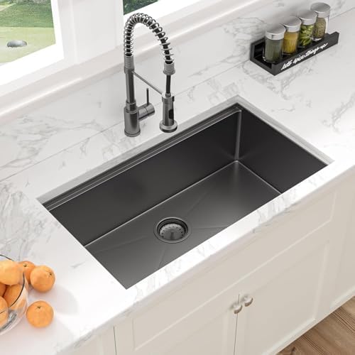 Sarlai 32 Undermount Sink Black Stainless 32" x19" Kitchen Sink Workstation - Image 3