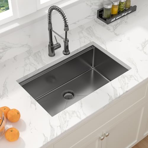 Sarlai 28 Black Undermount Kitchen Sink 28"x18" Stainless Workstation Sinks - Image 3