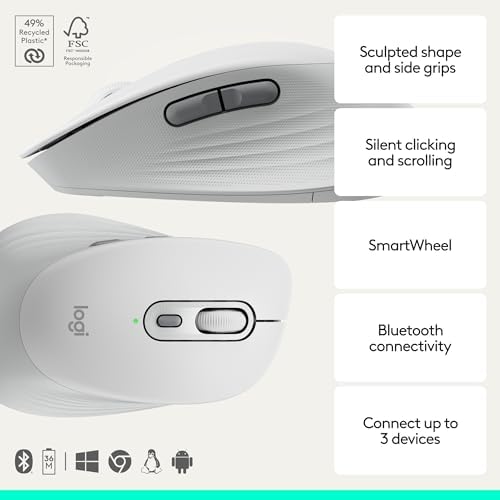 Logitech Signature Comfort M840 L Wireless Mouse Bluetooth - Off White - Image 2