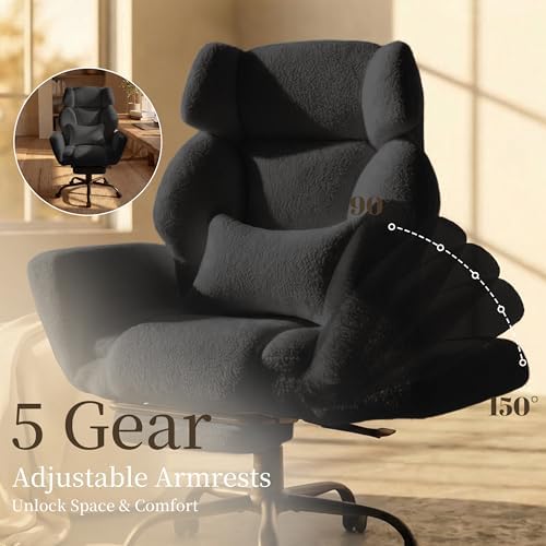 Big and Tall Office Chair with Flip Arms, Extra Wide Seat for Pets Sitting - Image 4