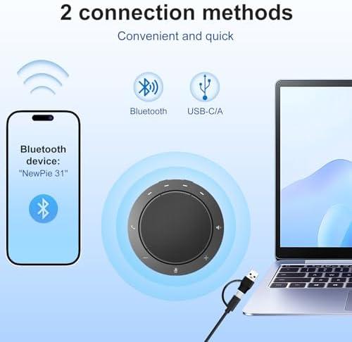 Conference Speaker and Microphone, Dual Al Mics with 360° Voice Pickup & Clear Sound, 10-14H Call Time, Bluetooth & USB-C/A Connection, Speakerphone for 1-6 People, Small Teams & Home Office - Image 3