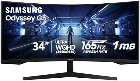 Samsung 34' Odyssey G5 Ultra-Wide Gaming Monitor with 1000R Curved Screen by Unknown
