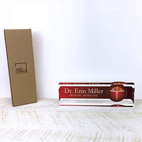 Artblox Office Desk Name Plate Personalized | Custom Name Plates For Desks | Medic Design On Clear Acrylic Glass | Cute Office Desk Accessories Customized Gifts - (8" x 2.5") - Image 6