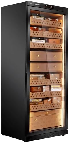 Cigar Climate Control Cabinet, Raching MON5800 Cigar Humidor Cabinet with Ammonia Removal, 570L Wood Frame Cabinet for Cigar Storing&Aging - Black by RACHINGCigarWineCabinet