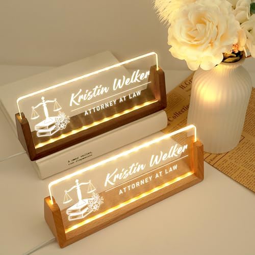 Desk Name Plate Personalized, Custom Acrylic Light-Up Name Plate for Desk - Image 5