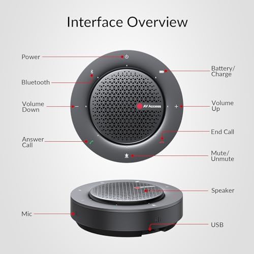 Bluetooth Conference Speakerphone, 360° 4-Mic Pickup, USB & Wireless - Image 7