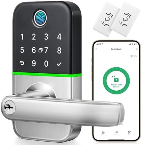 Keypad Smart Door Lock with Handle: Kucacci Keyless Entry Door Lock - Smart Lock for Front Door - Electronic Door Lock with Keypad for Exterior Door - Deadbolt Lever Alternative - Easy Installation by KeylessLockforSmartHome