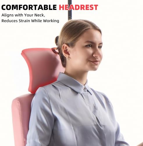 Leather Office Chair,Executive Ergonomic Desk Chair for Home Office, White-Pink - Image 3